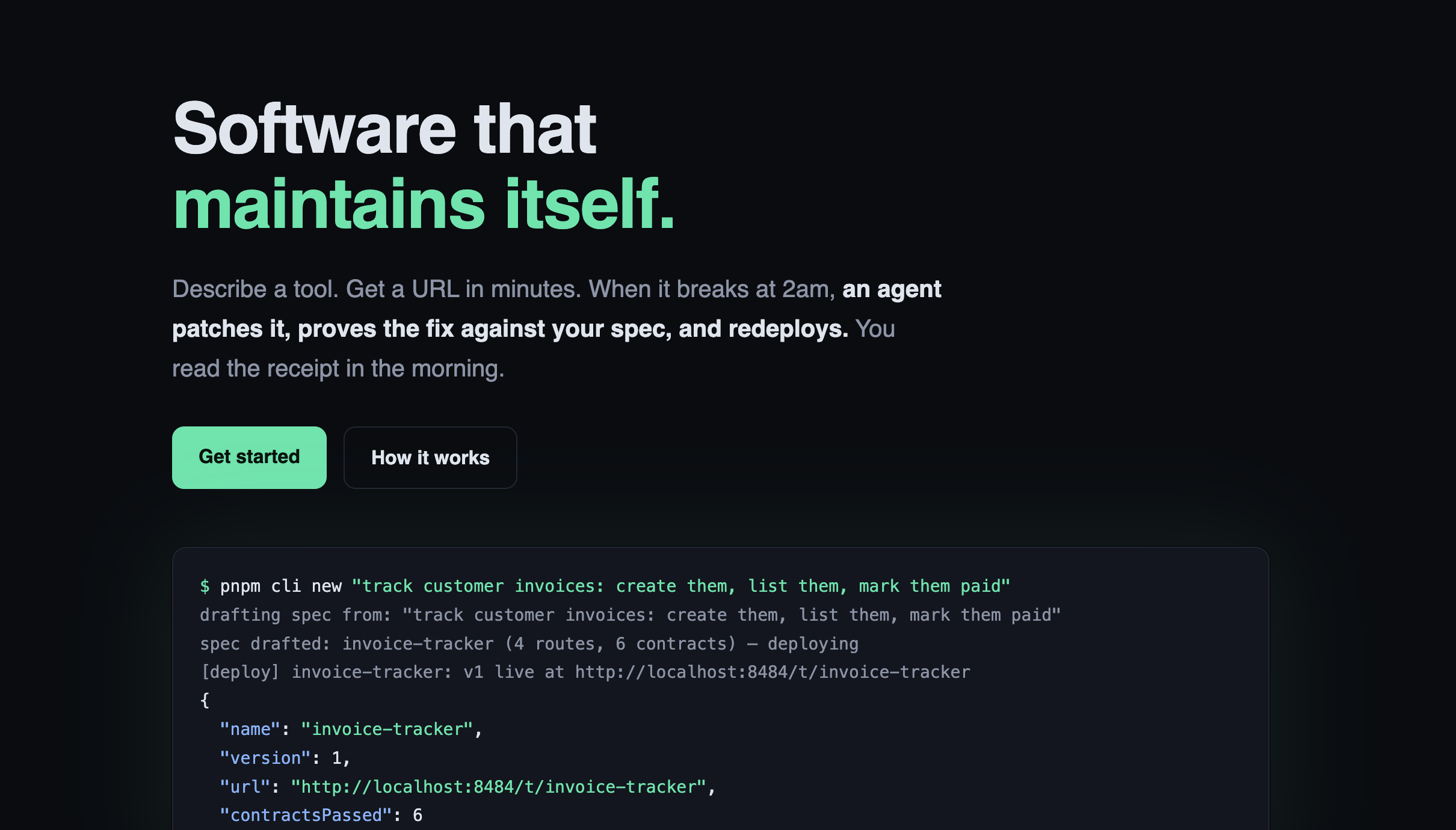 Alpaca: software that maintains itself: describe a tool, get a URL in minutes