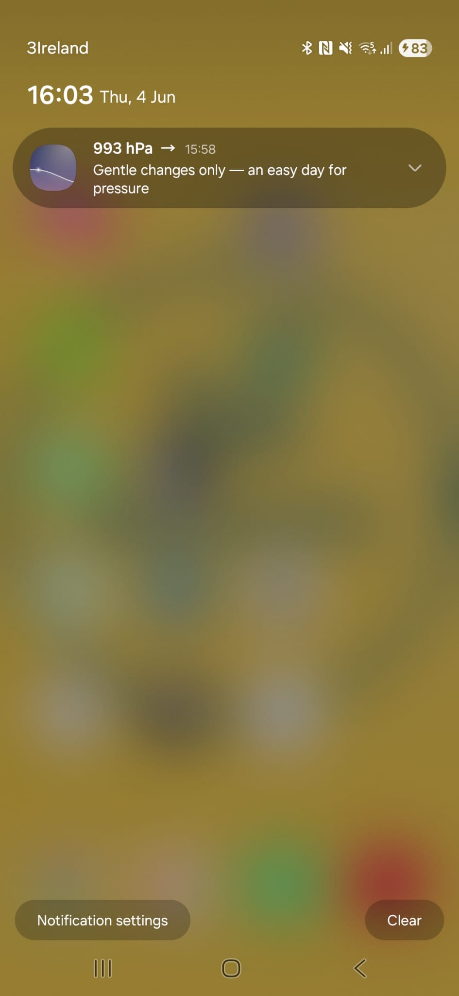 Barocast Android notification about gentle pressure changes